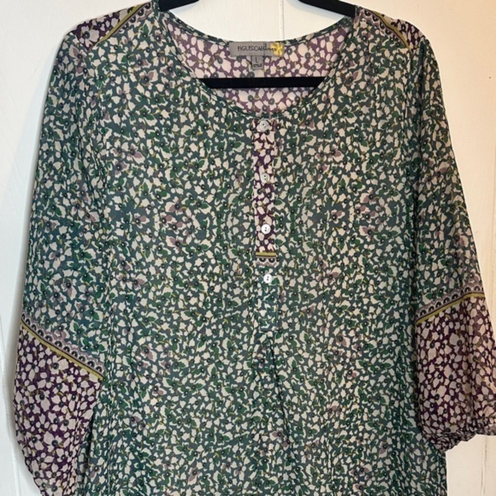 Paisie Green and Purple Patterned Midi Dress